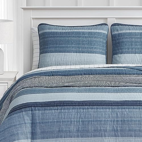 Nautica Twin Quilt Set - Ridgeport Blue Cotton Reversible Bedding
