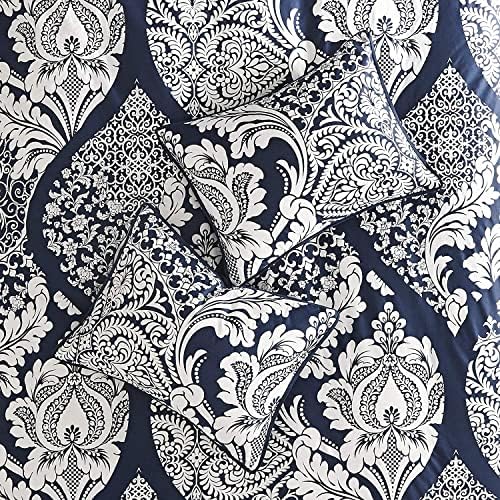 Madison Park Vienna Sateen Cotton Comforter Set Indigo 7 Piece