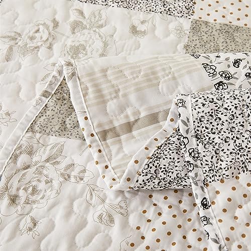 Cmfshape Grey Floral Reversible Quilt Set