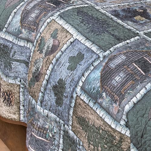 Black Forest Dcor Bear Cabin Quilt Bed Set - Queen