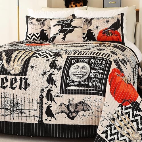 EVENHUG Halloween King Size Quilt Bedding Set
