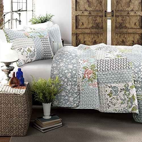 Lush Decor Roesser Quilt Set - King - Blue 1