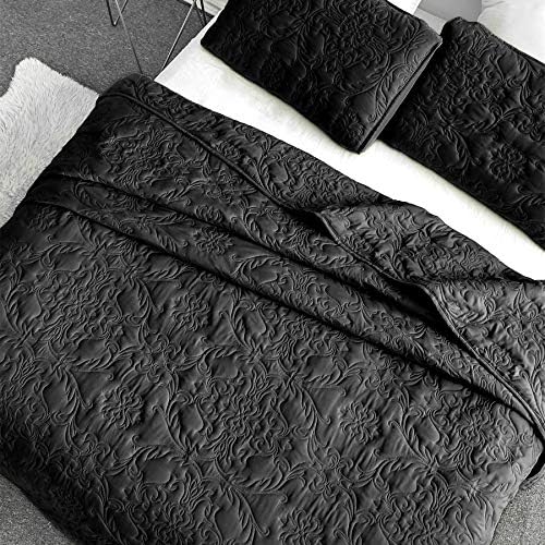 Sophia William 3-Piece Reversible Quilt Set QueenFull Size Black