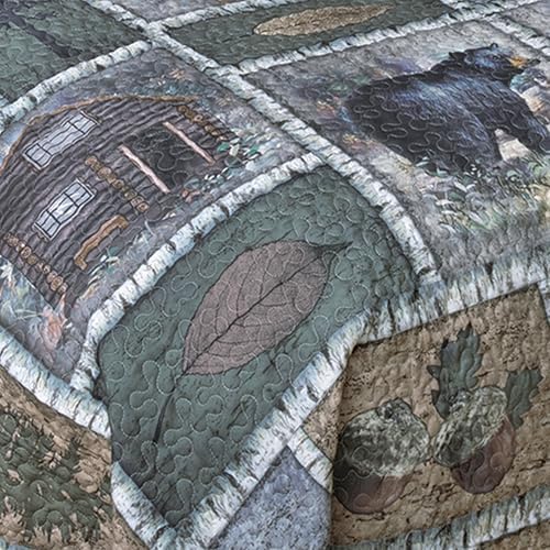 Black Forest Dcor Bear Cabin Quilt Bed Set - Queen