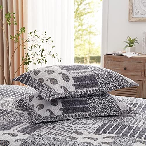 LEAONME King Size Quilt Set 3 Piece Reversible Bedding