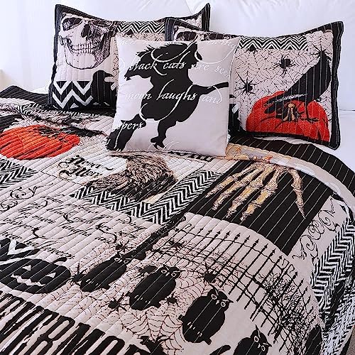 EVENHUG Halloween King Size Quilt Bedding Set