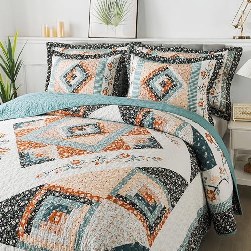 BEDIFANY Floral Oversized King Quilt Set 3 Piece