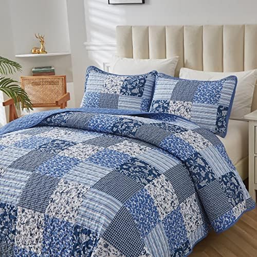 Mybedsoul Blue Boho Quilt Set King 3 Piece