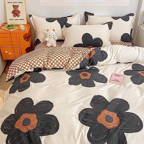 Houseri Black Floral Comforter Set Queen Size