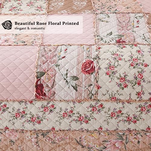 Yvooxny Queen Size Patchwork Floral Quilt Set