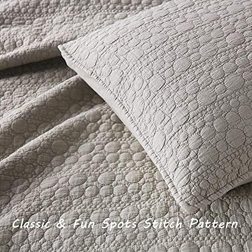 HORIMOTE HOME King Size Quilt Set - Beige Stone-Washed Microfiber