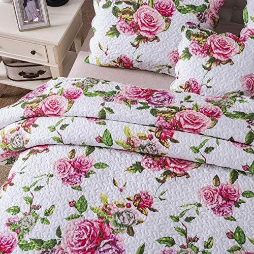DaDa Bedding Romantic Roses Floral Bedspread Set - Cal King 3-Piece