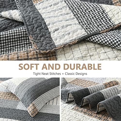 DUOHONG King Quilt Set 3-Piece 100 Cotton Patchwork