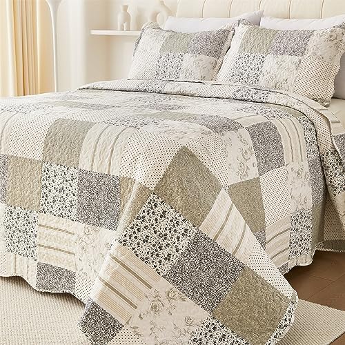 Cmfshape Grey Floral Reversible Quilt Set