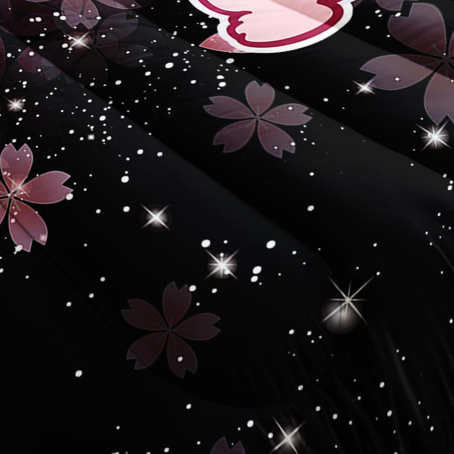 QOOMO Kawaii Axolotl Comforter Set Twin Size Pink Cherry Blossom