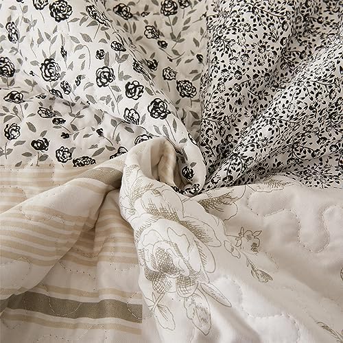 Cmfshape Grey Floral Reversible Quilt Set