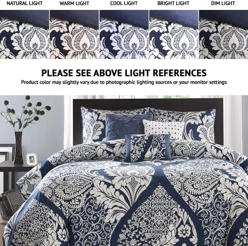 Madison Park Vienna Sateen Cotton Comforter Set Indigo 7 Piece