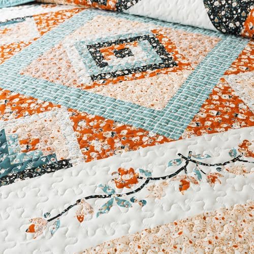 BEDIFANY Floral Oversized King Quilt Set 3 Piece