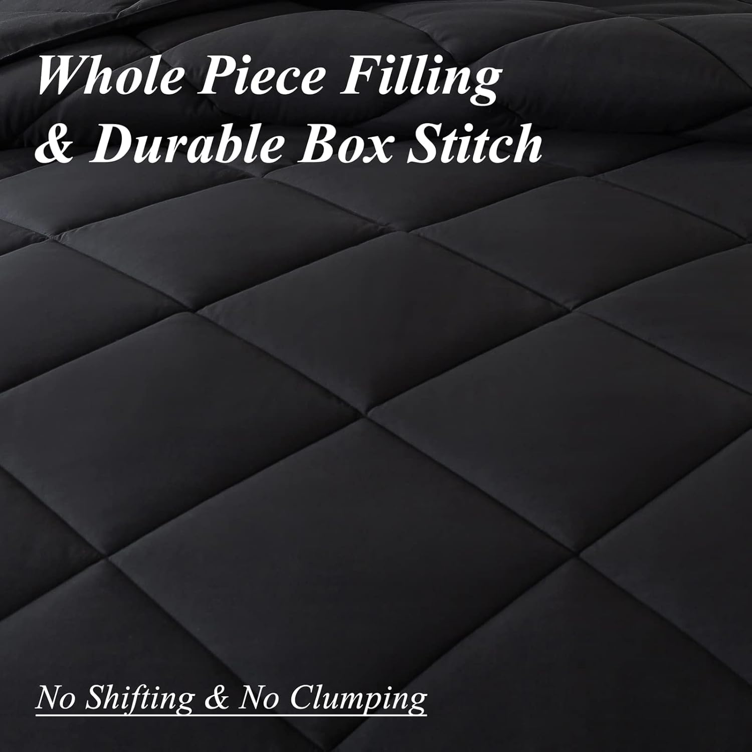 ELNIDO QUEEN Black Queen Comforter Set 3 Pieces