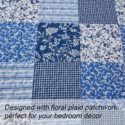 Mybedsoul Blue Boho Quilt Set King 3 Piece