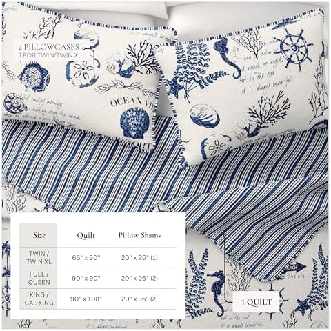 Great Bay Home TwinTwin XL Coastal Bedding Set - Navy