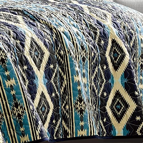 ESCA 3-Piece Black Bedspread Set King Size Navajo Quilt
