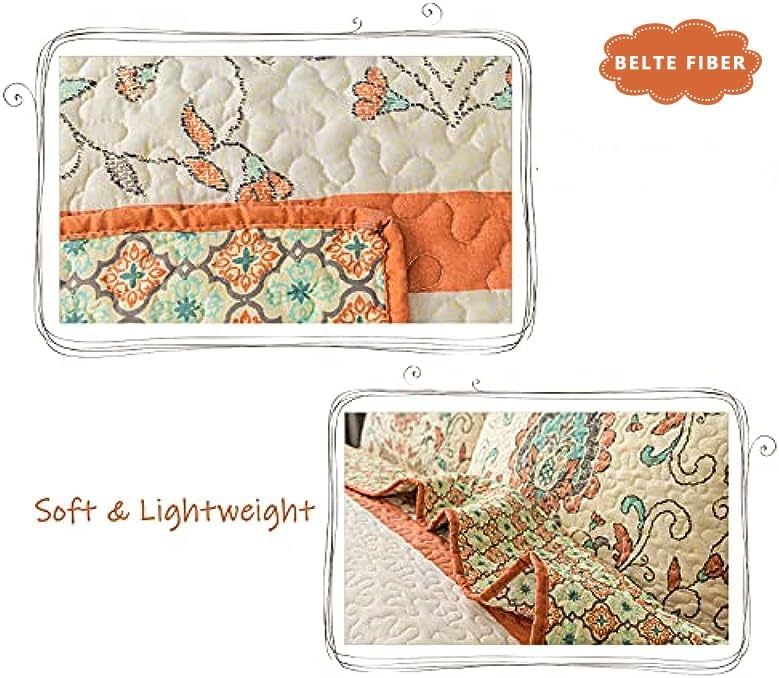 BEITE FIBER Bohemian King Quilt Set 3 Pieces Red