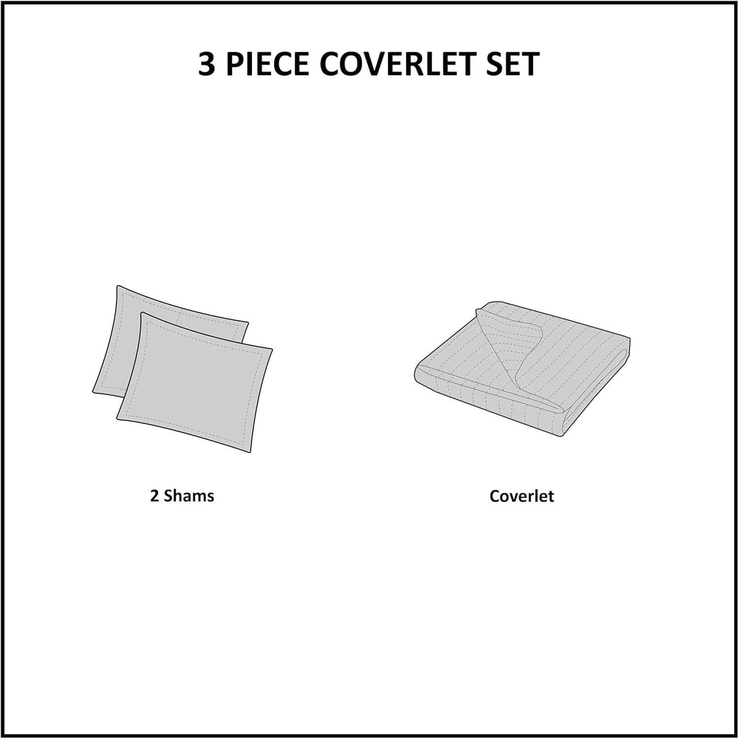 INKIVY Reversible Chevron Cotton Quilt Set - 3 Piece Black FullQueen