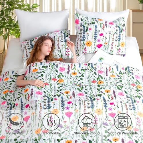 ROMROL Floral Queen Quilt Set 3 pcs Reversible Bedspread