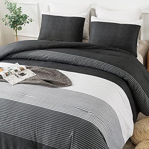 Andency 3-Piece Comforter Set with Patchwork Striped Design