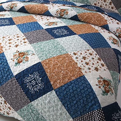 Dinjoy Reversible Patchwork Quilt Set King Size