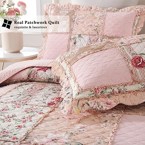 Yvooxny Queen Size Patchwork Floral Quilt Set