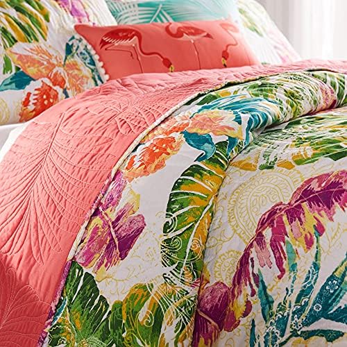 Greenland Home Tropics Coral Quilt Set 3-Piece FullQueen