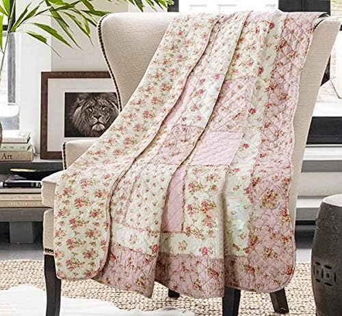 Cozyholy Pink Floral Patchwork Quilt Full Queen