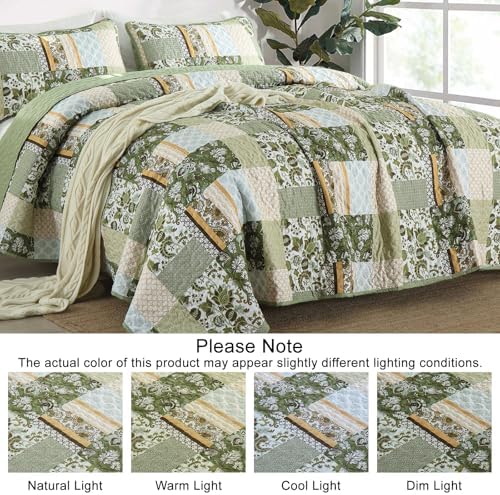 WONGS BEDDING 3-Piece Queen Quilt Set Green Plaid