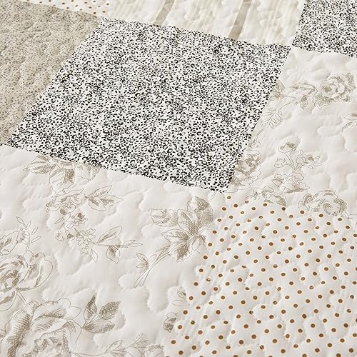 Cmfshape Grey Floral Reversible Quilt Set