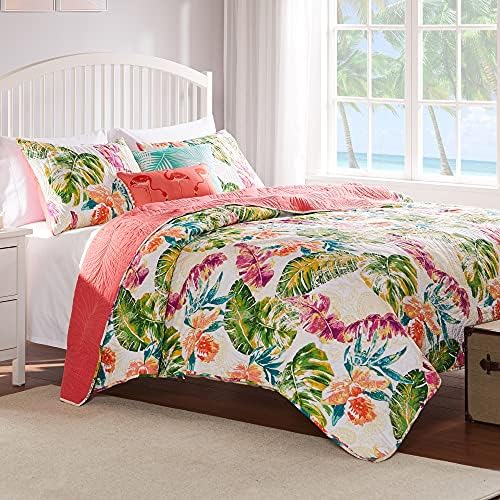 Greenland Home Tropics Coral Quilt Set 3-Piece FullQueen