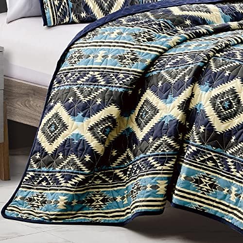 ESCA 3-Piece Black Bedspread Set King Size Navajo Quilt