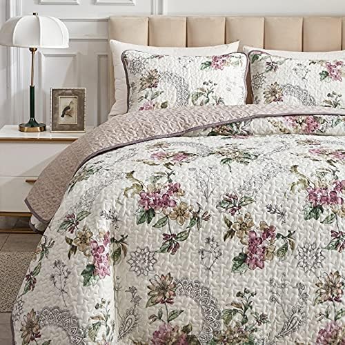 3 Pieces Reversible Quilt Set Soft Microfiber Bedspread for All Seasons