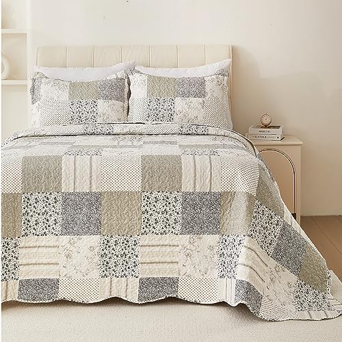 Cmfshape Grey Floral Reversible Quilt Set