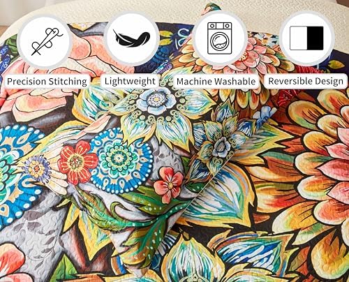 Asuexpect 3 Piece Boho Floral Quilt Set California King