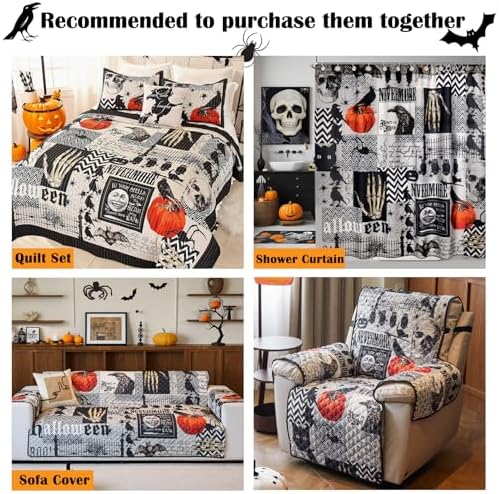 EVENHUG Halloween King Size Quilt Bedding Set