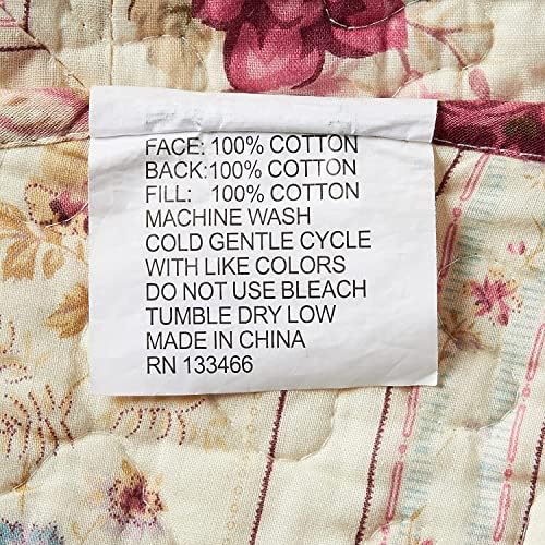 Greenland Home Antique Rose 100 Cotton Quilt Set TwinXL Ecru