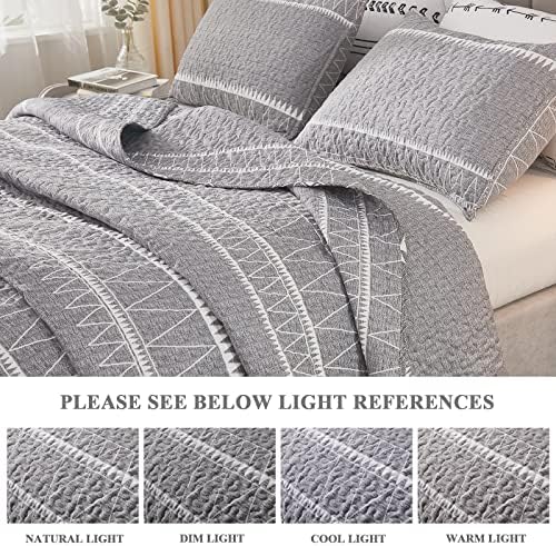 Andency Grey Boho Quilt Set 3Pcs Queen Size