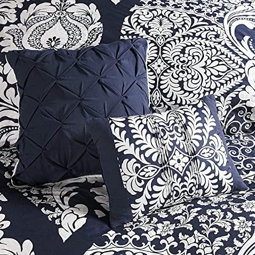 Madison Park Vienna Sateen Cotton Comforter Set Indigo 7 Piece