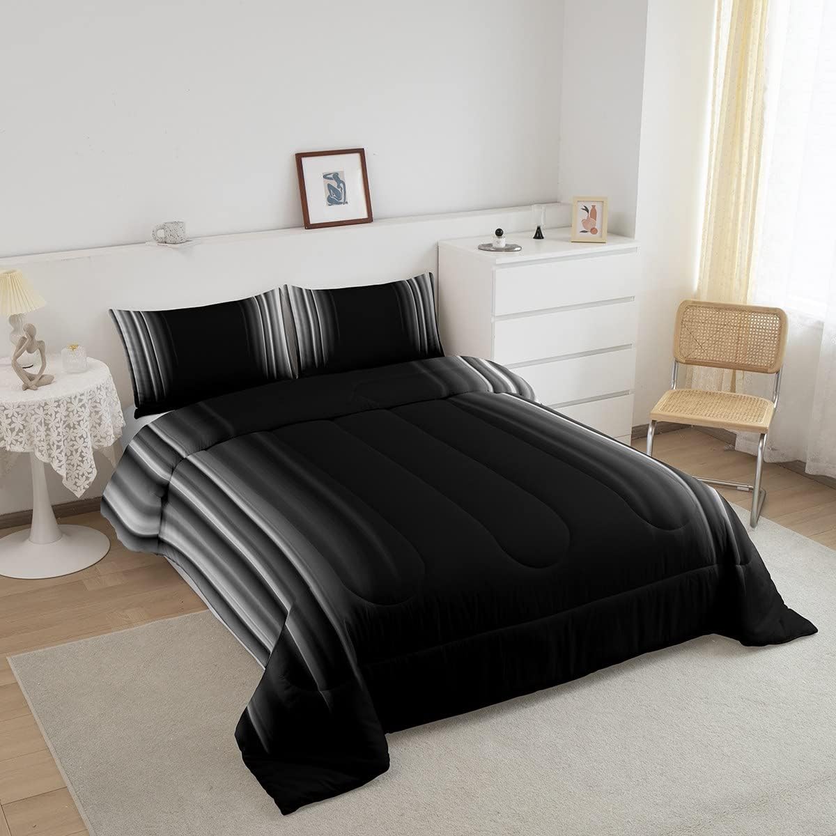 Feelyou Geometric Abstract Ombre Comforter Set for Kids Boys Girls