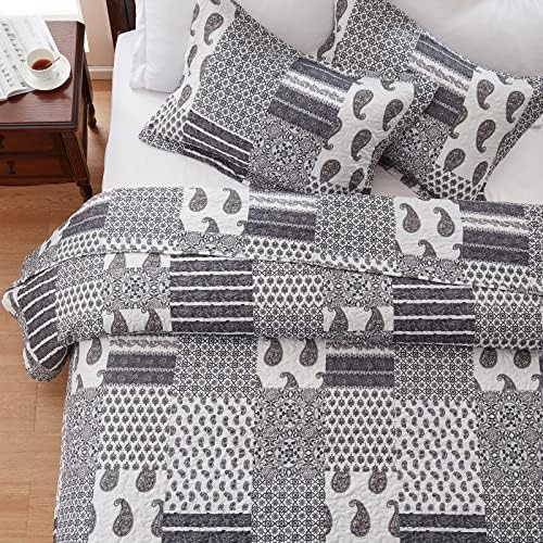 LEAONME King Size Quilt Set 3 Piece Reversible Bedding
