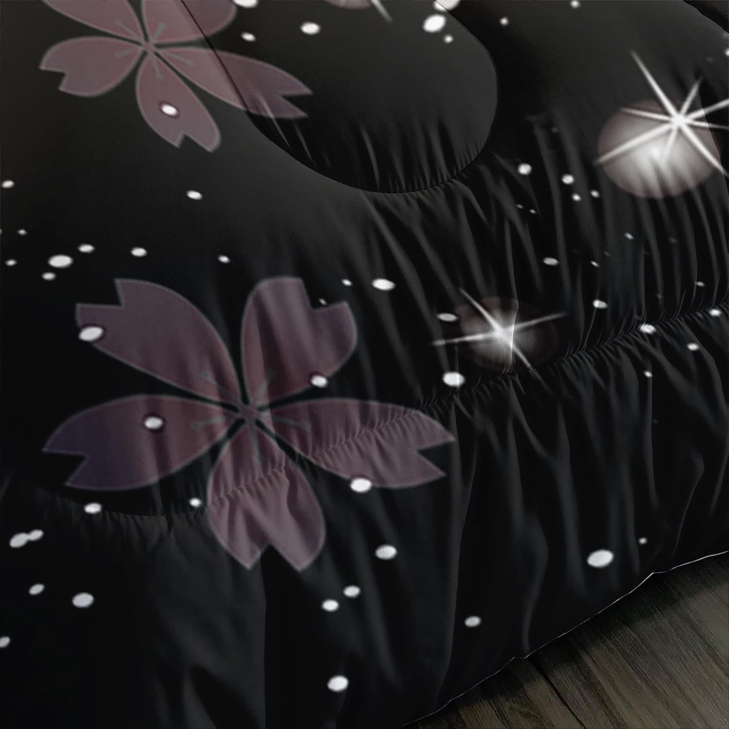 QOOMO Kawaii Axolotl Comforter Set Twin Size Pink Cherry Blossom