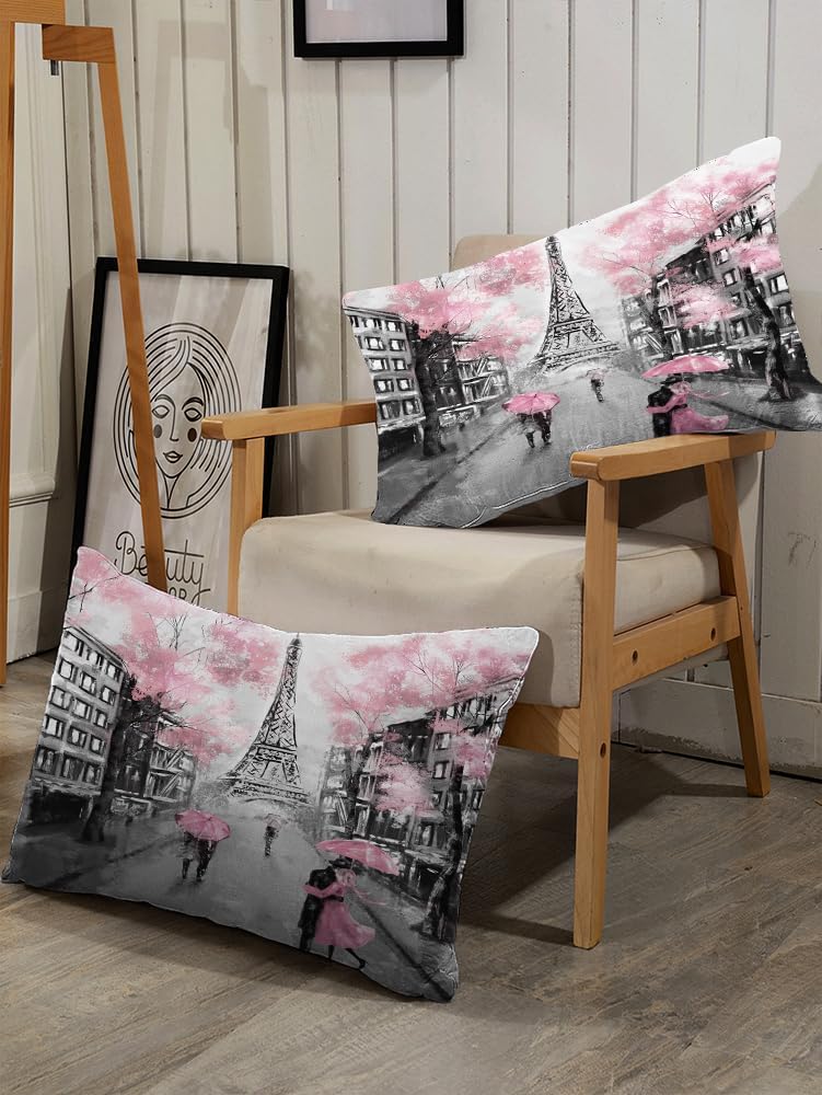 Pink Paris Eiffel Tower Comforter Set for Girls Women Kids