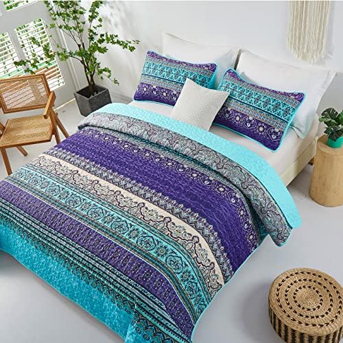 WONGS BEDDING Boho Queen Quilt Set 96x90